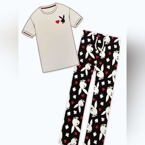 Playboy 2-PC Loungewear Logo Bunny & Heart T-Shirt & Pant Set